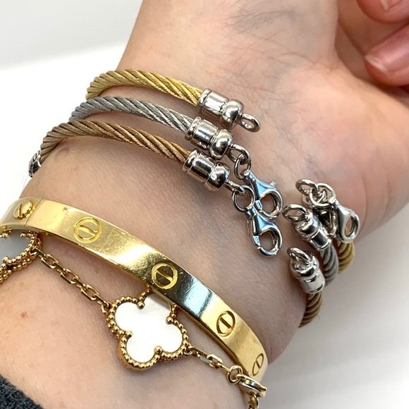 💕HP💕Diamond disc stainless steel and sterling silver bracelet - Picture 7 of 8